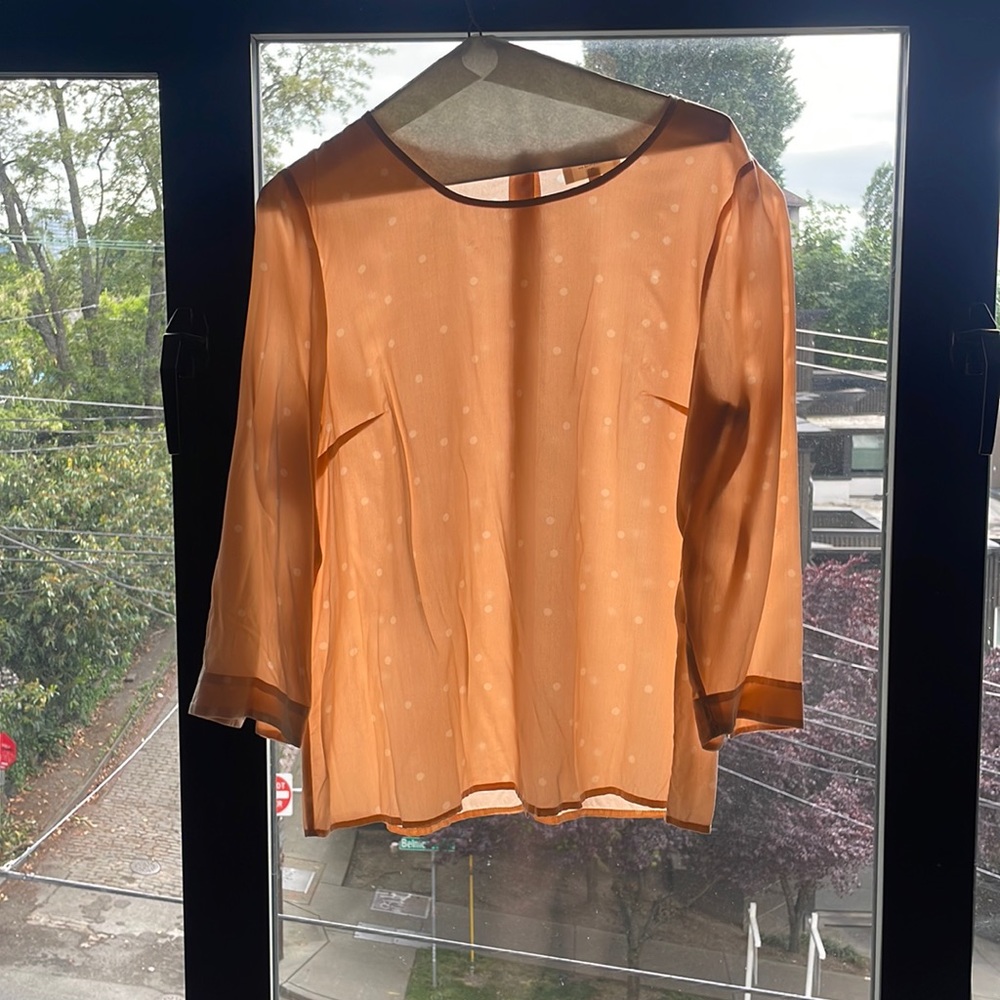 Baby Pink Polka Dot Silk Sezane Blouse